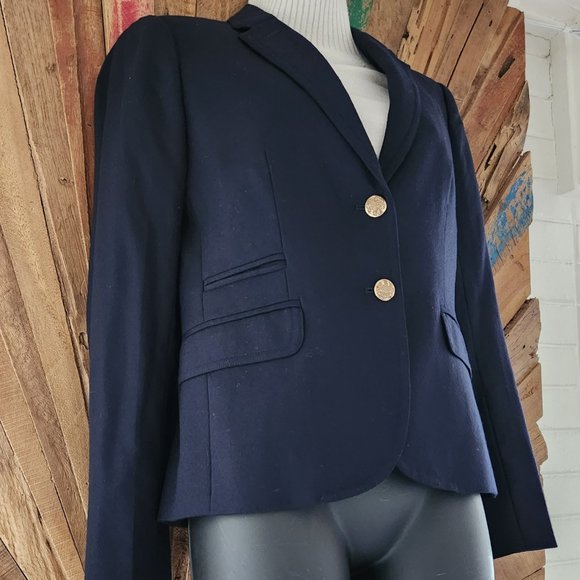 J. Crew schoolboy strong shoulder 2 gold button wool jacket/blazer Sz 2 - Picture 4 of 14